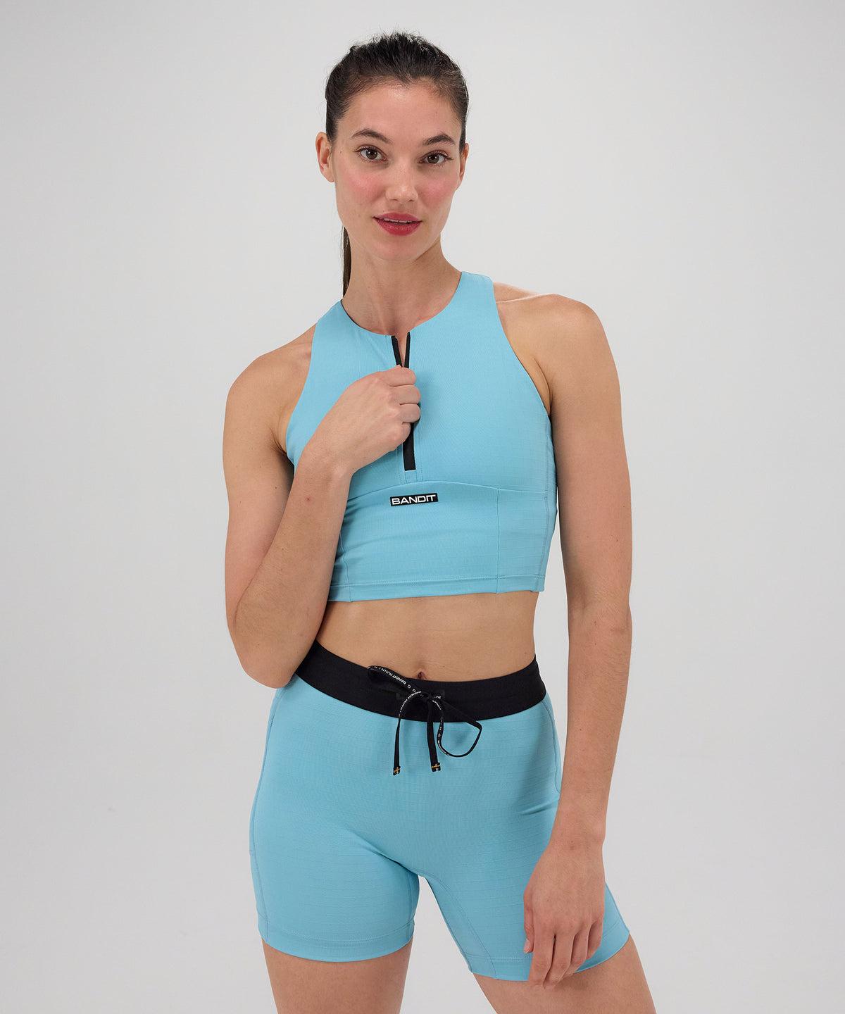 Gridlock™ Zip Front Race Crop - Vintage Blue