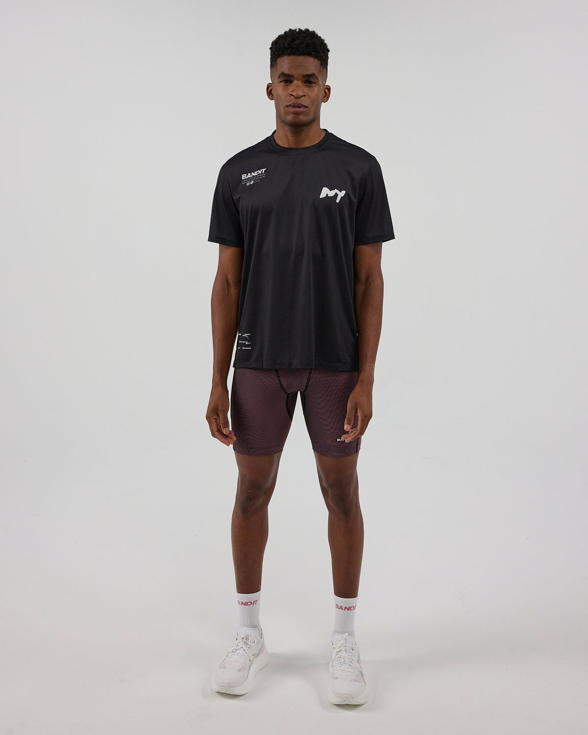 Striped Cadence™ 7 Pocket Half Tights - Black / Mauve