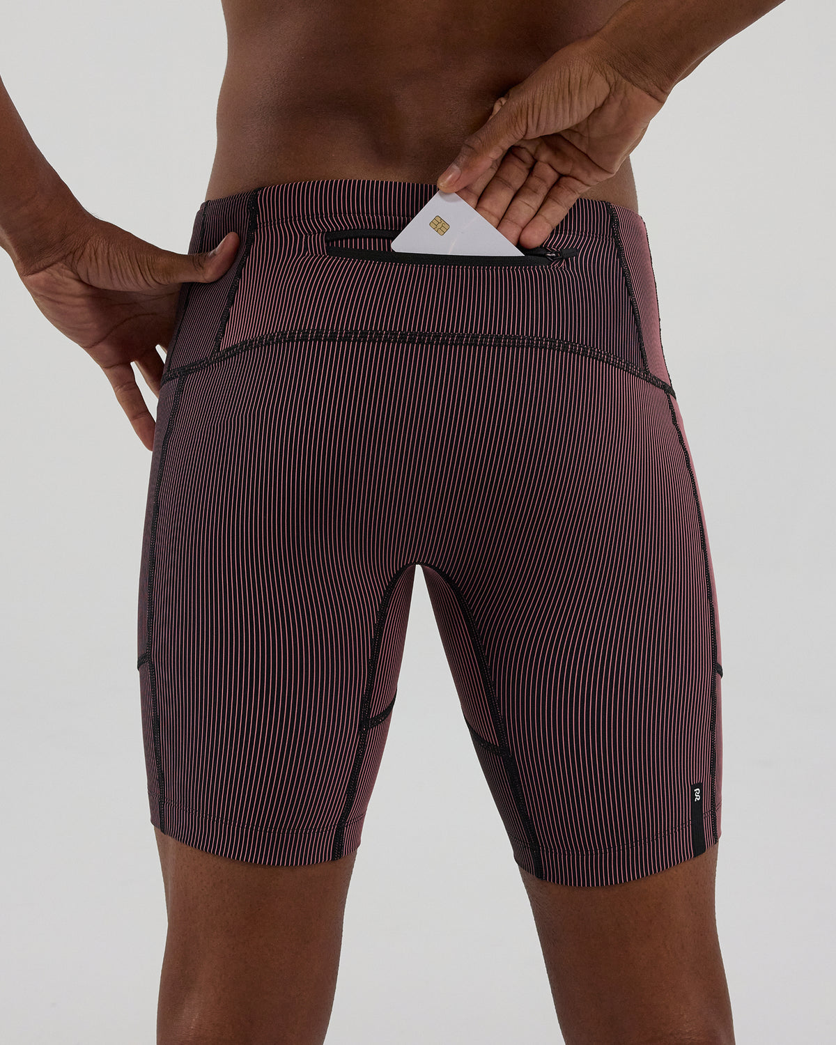 Striped Cadence™ 7 Pocket Half Tights - Black / Mauve
