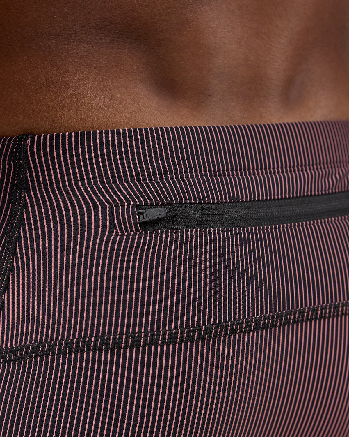 Striped Cadence™ 7 Pocket Half Tights - Black / Mauve