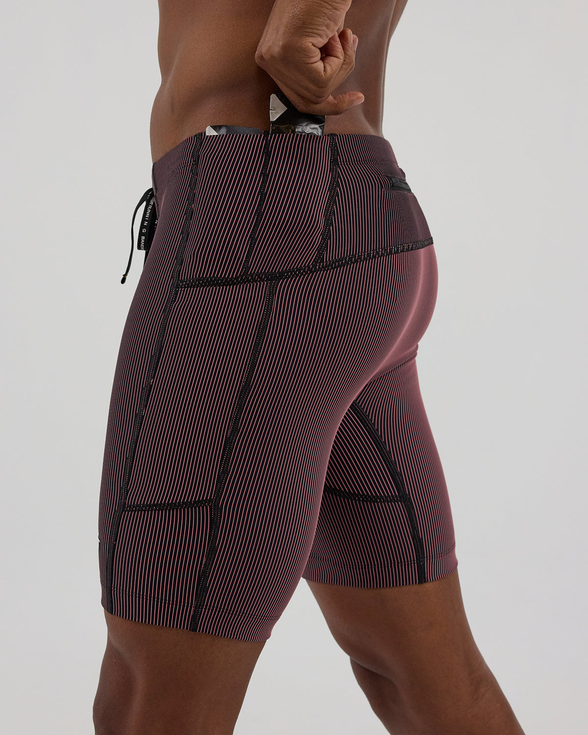 Striped Cadence™ 7 Pocket Half Tights - Black / Mauve