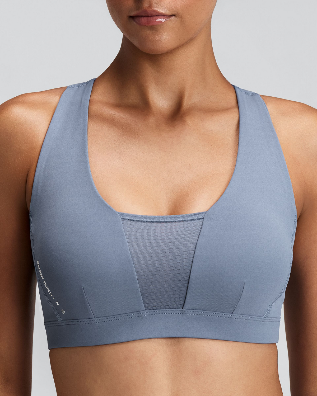 Women's Vanisher™ GeoMesh™ V-Neck Run Bra - Steel Horizon