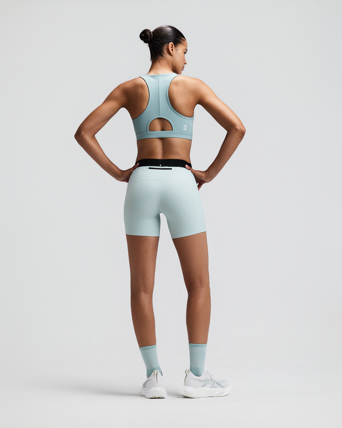 Women's Vanisher™ Reverso™ Scoop Neck Run Bra - Growing Grid - Lagoon / Mist