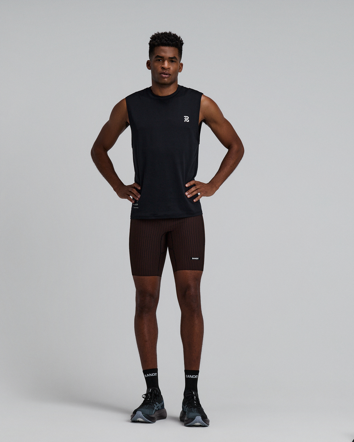 Men's Striped Cadence™ 7 Pocket Lined Half Tights - Cacao / Black