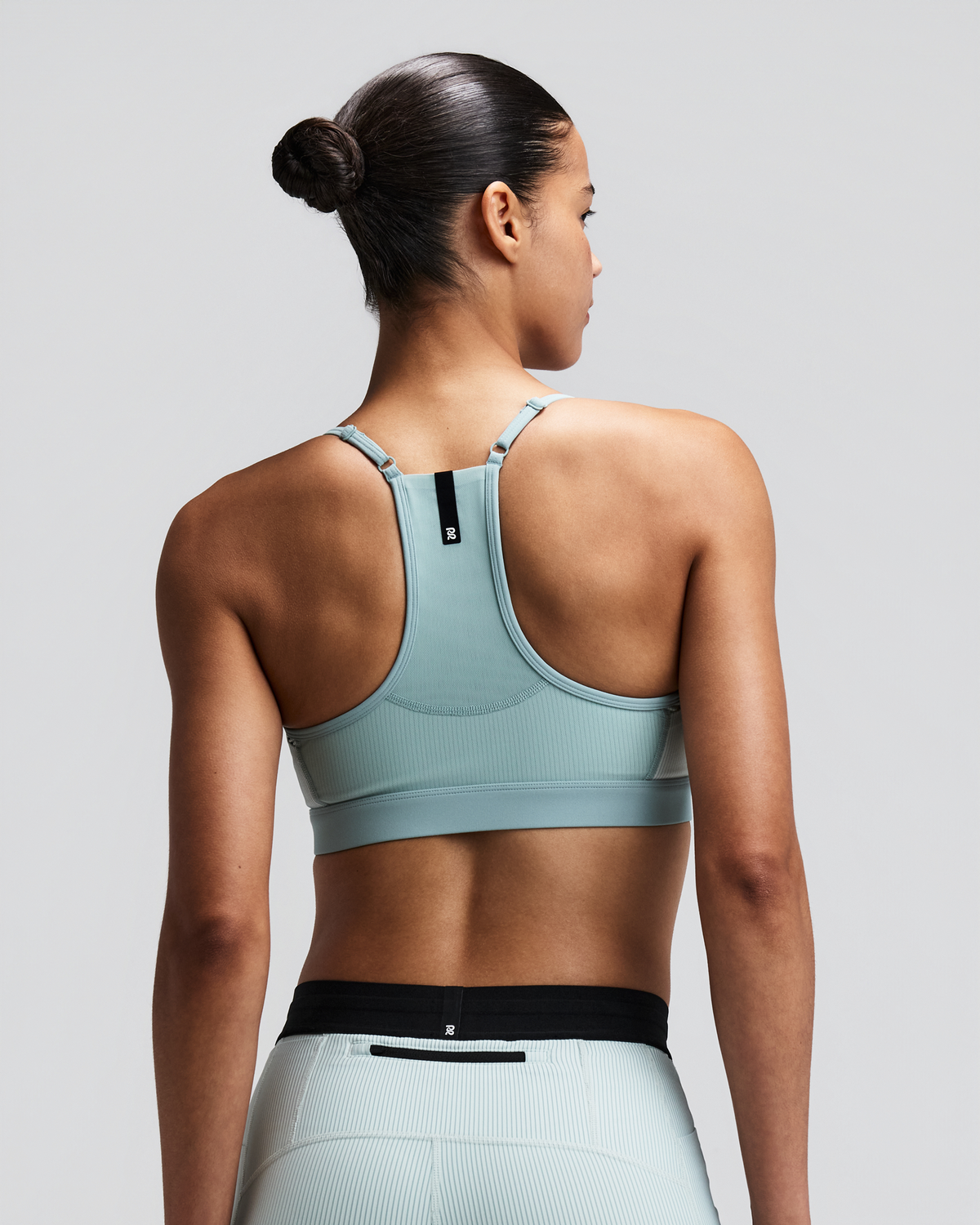 Women's Striped Cadence™ Strappy Run Bra - Mist / Lagoon