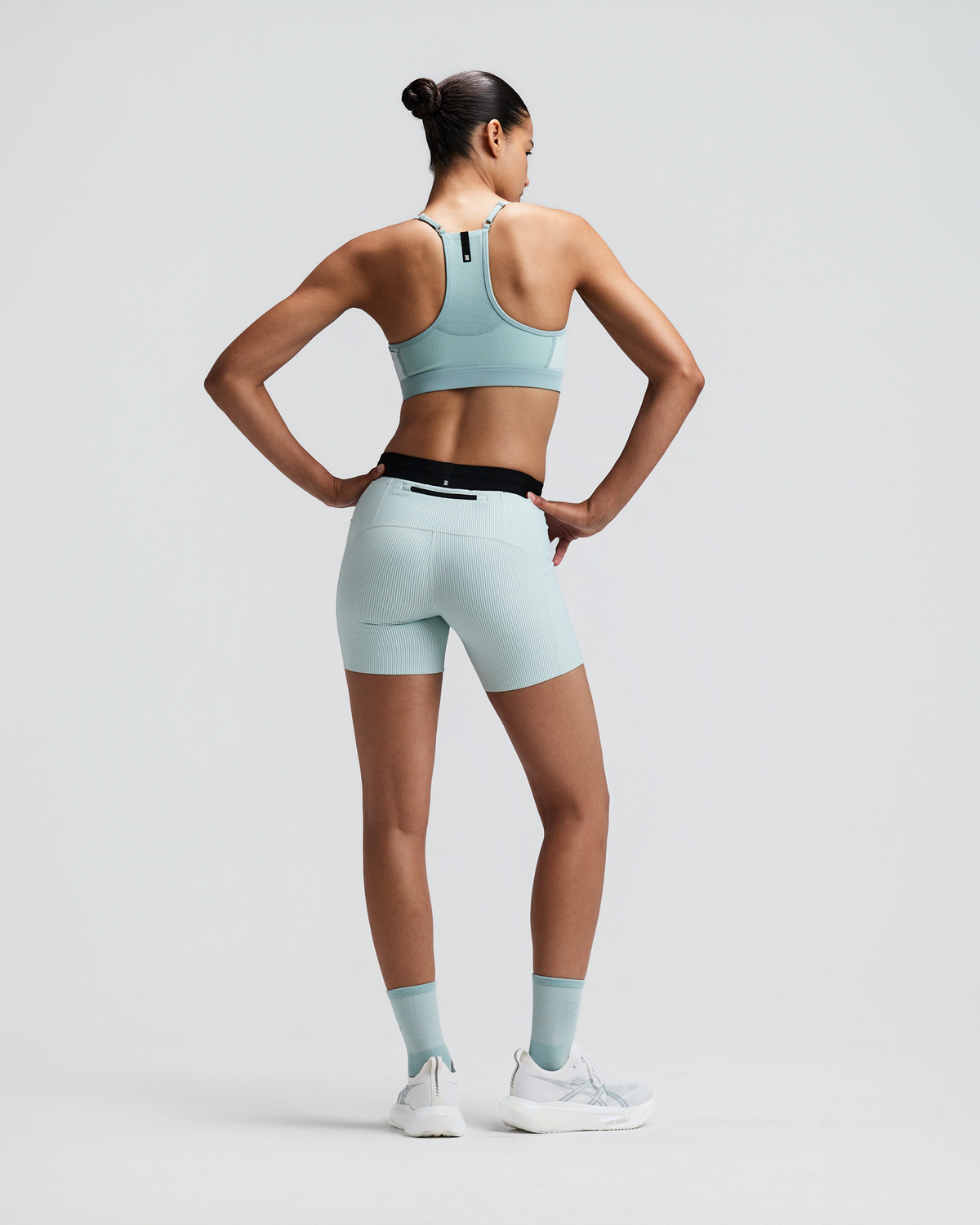 Women's Striped Cadence™ Strappy Run Bra - Mist / Lagoon