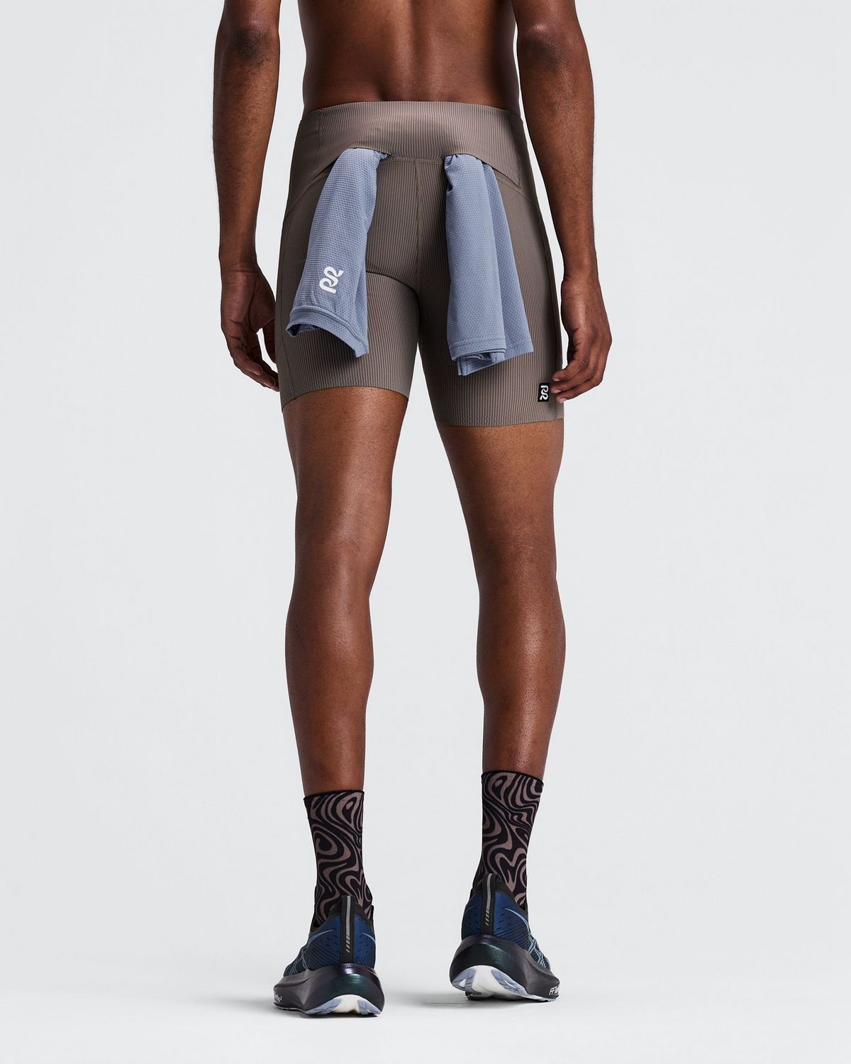 Men's Striped Cadence™ Quarter Tights - Concrete Taupe / Cocoa