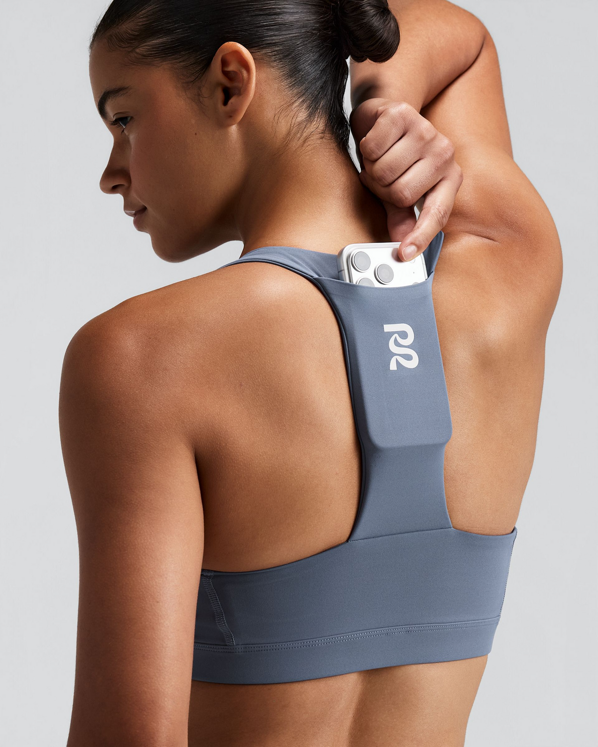 Women's Vanisher™ GeoMesh™ V-Neck Run Bra - Steel Horizon
