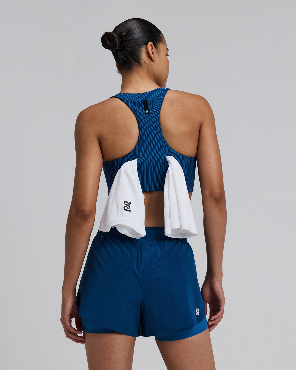 Women's Striped Cadence™ Longline Bra - Ink Blue / Aegean