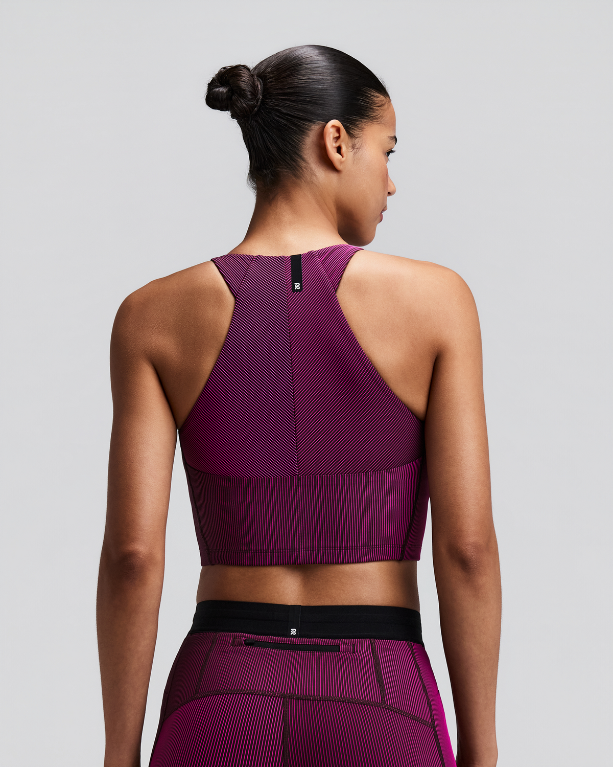 Women's Striped Cadence™ Zip Front Race Crop - Espresso / Azalea