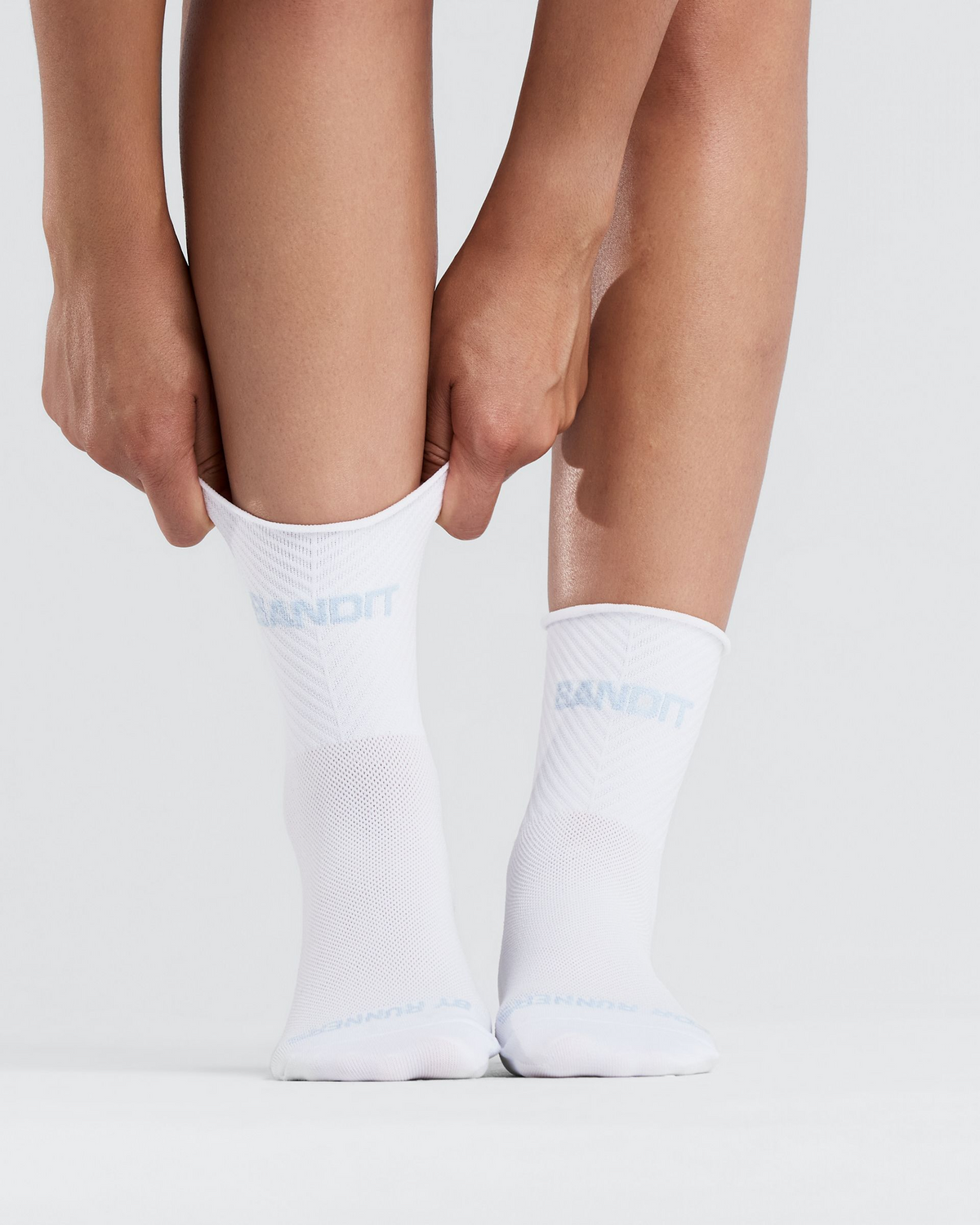 Lite Run™ Ribbed Quarter Sock - White with Pavilion Blue (2 Pack)