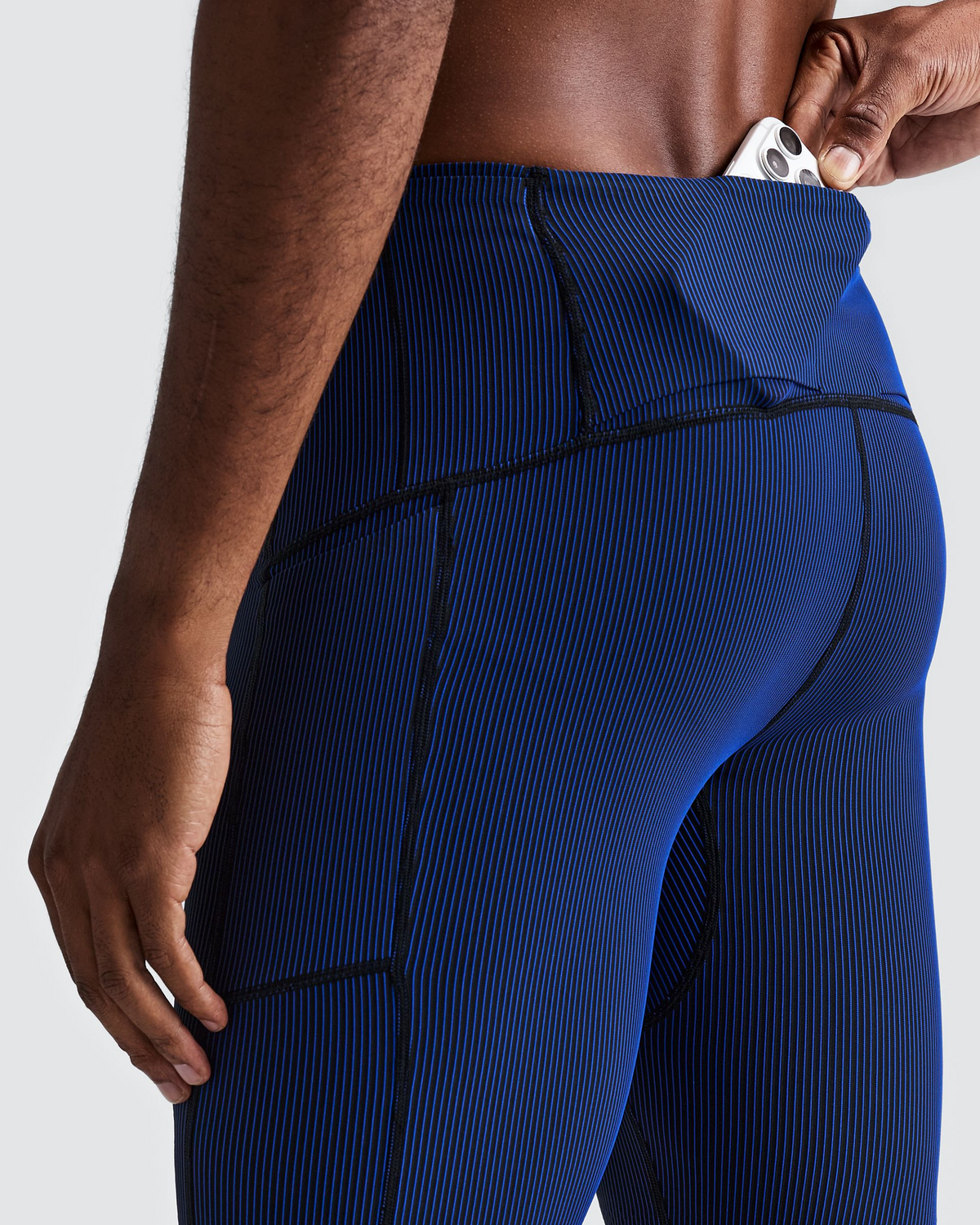 Men's Striped Cadence™ Half Tights - Black / Bauhaus Blue