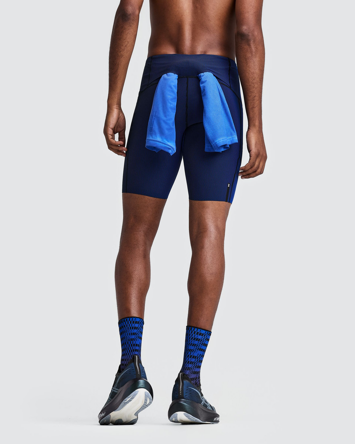 Men's Striped Cadence™ Half Tights - Black / Bauhaus Blue