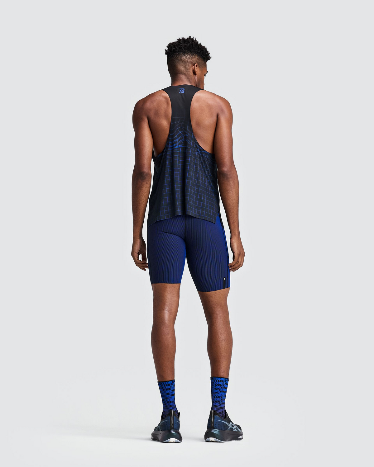 Men's Striped Cadence™ Half Tights - Black / Bauhaus Blue