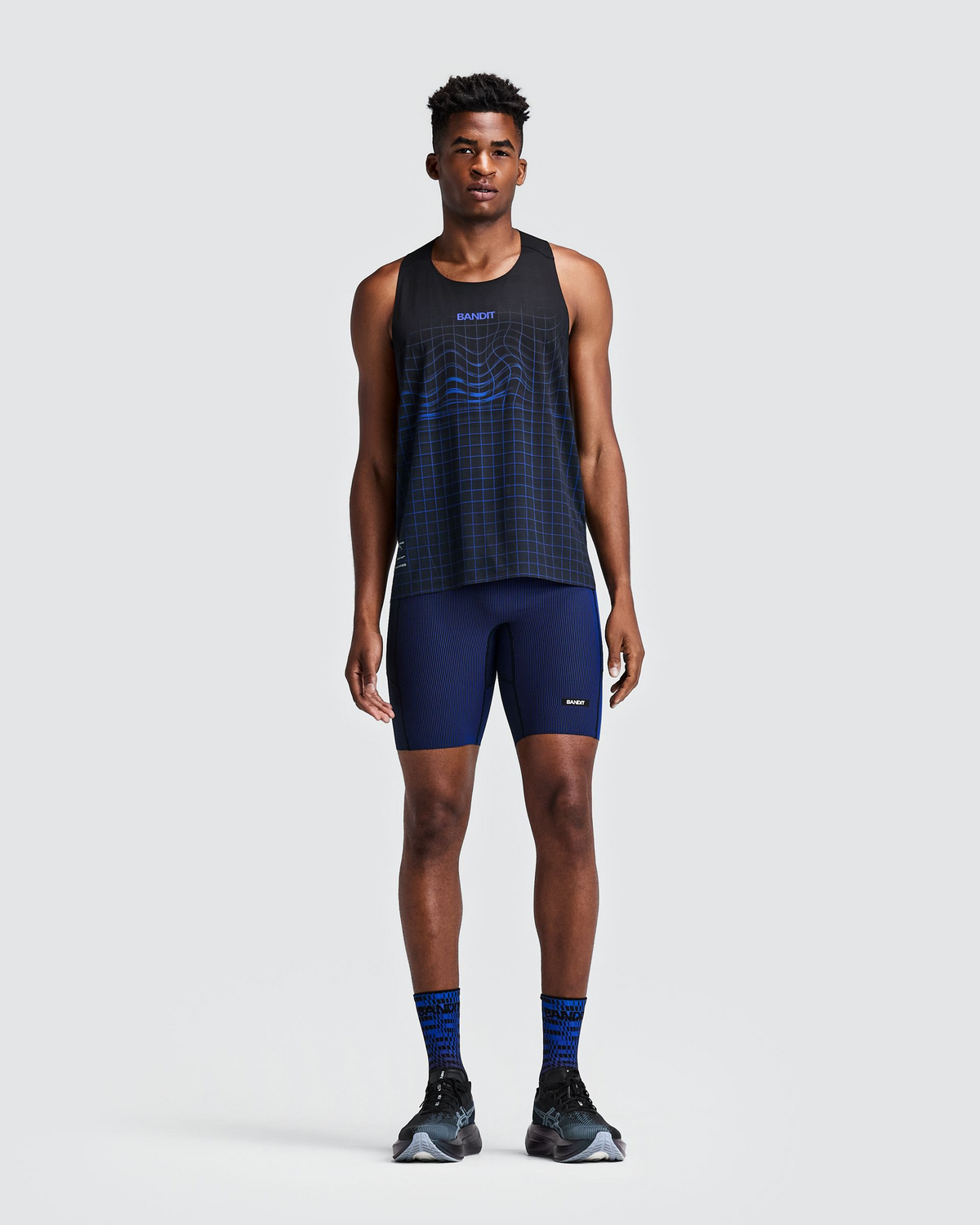 Men's Striped Cadence™ Half Tights - Black / Bauhaus Blue