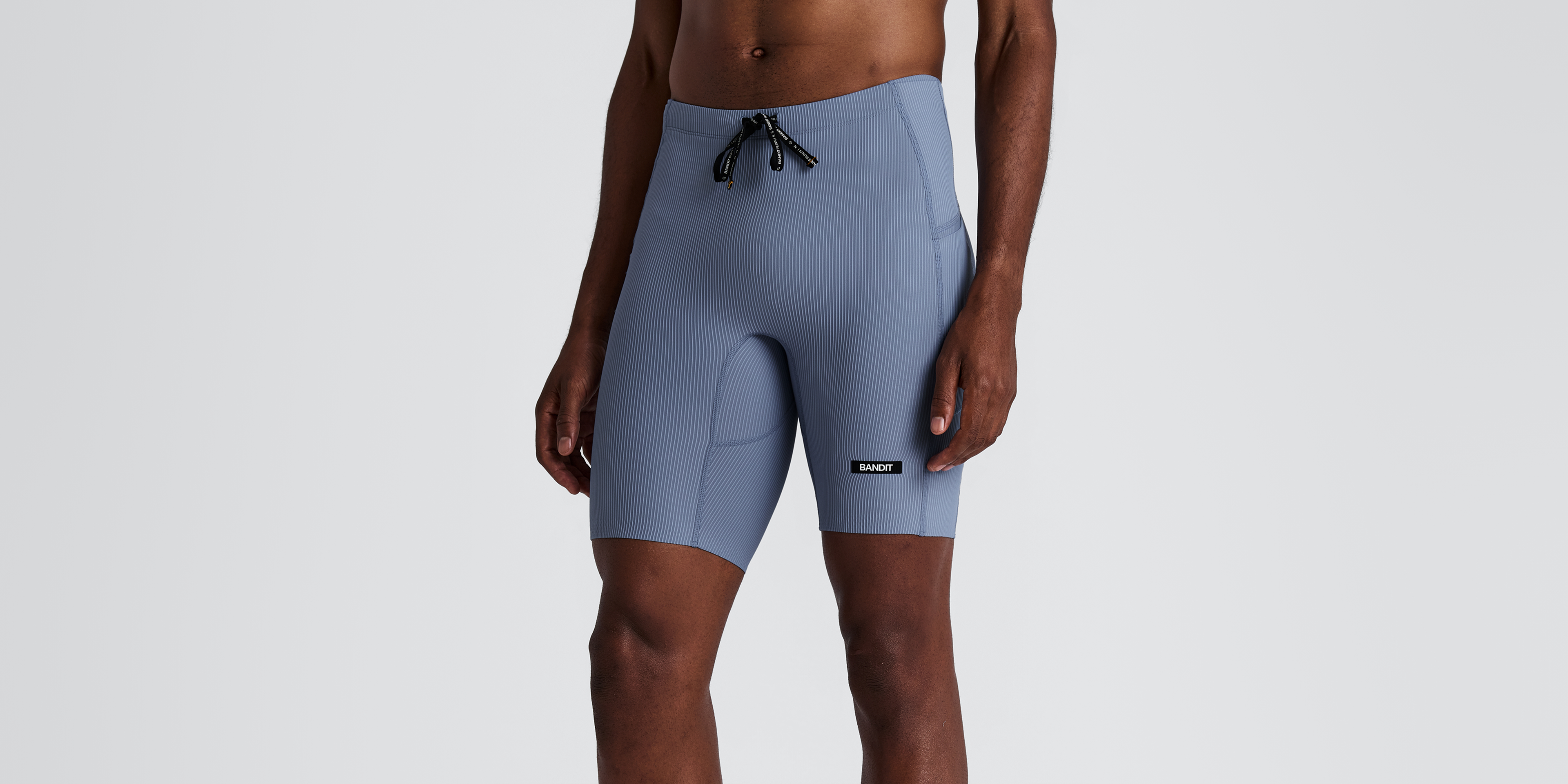 Men's Striped Cadence™ Half Tights - Steel Horizon / Pavilion Blue