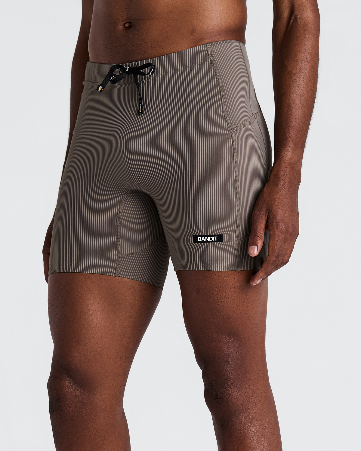 Men's Striped Cadence™ Quarter Tights - Concrete Taupe / Cocoa