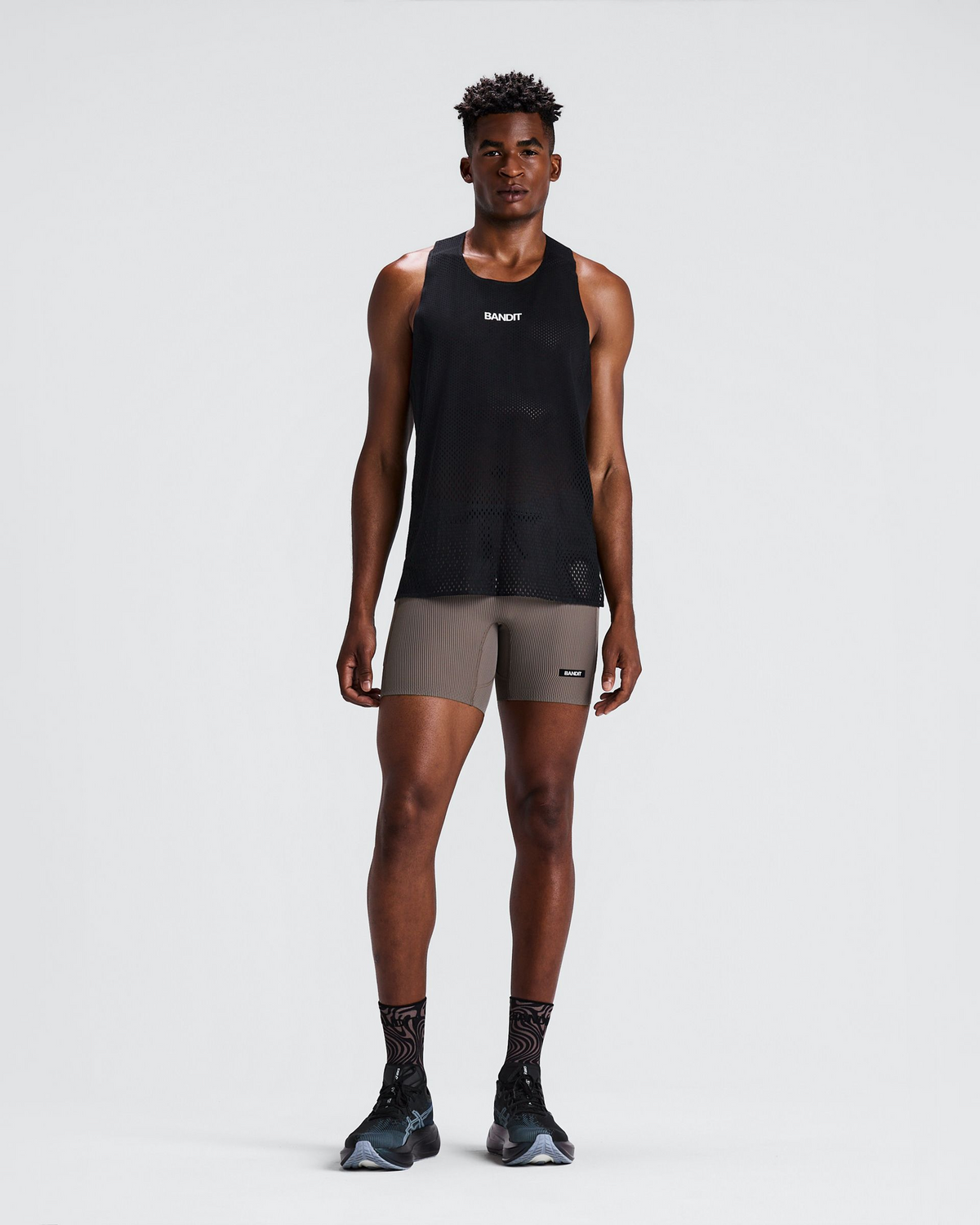 Men's Striped Cadence™ Quarter Tights - Concrete Taupe / Cocoa