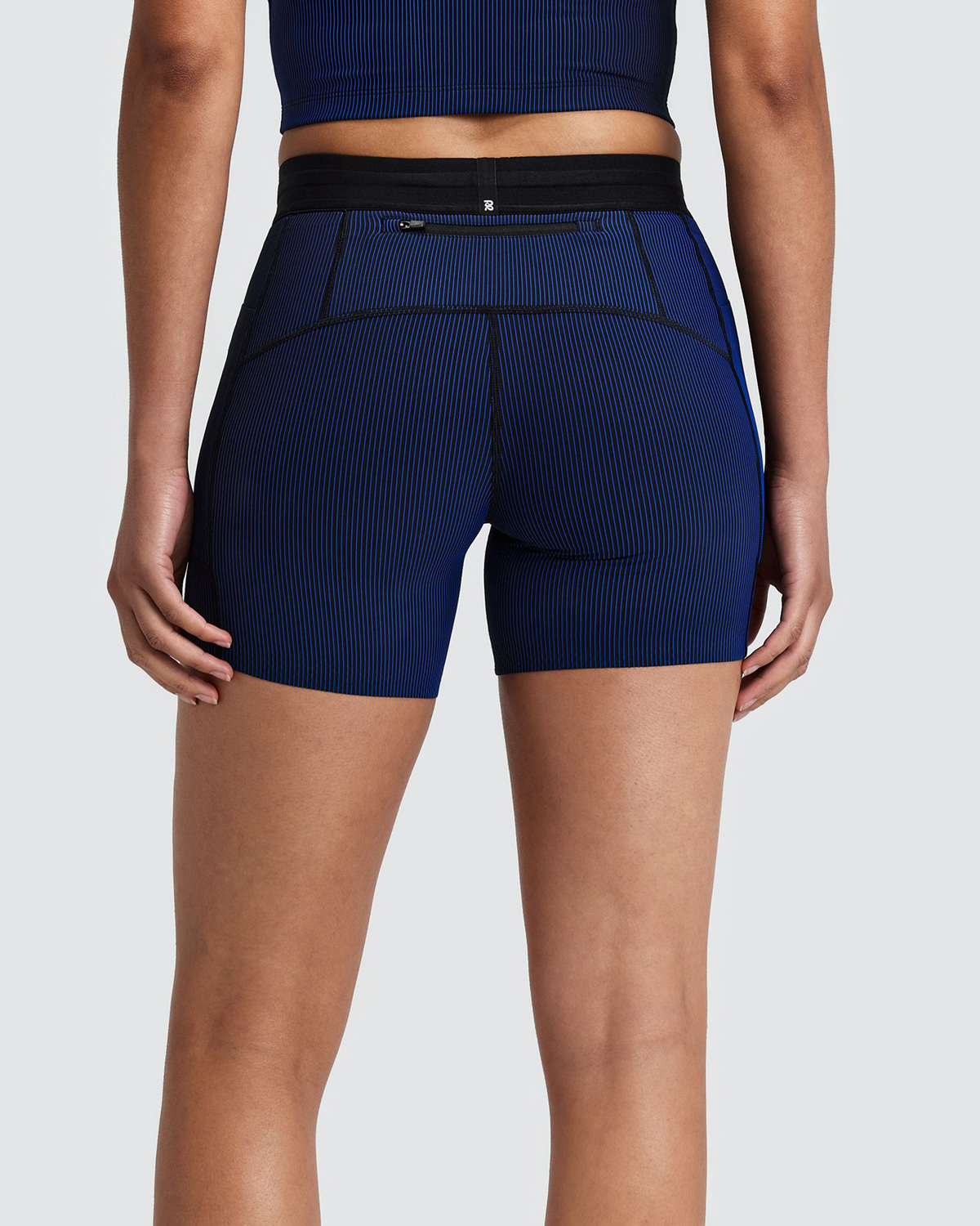Women's Striped Cadence™ 5" Compression Shorts - Black / Bauhaus Blue