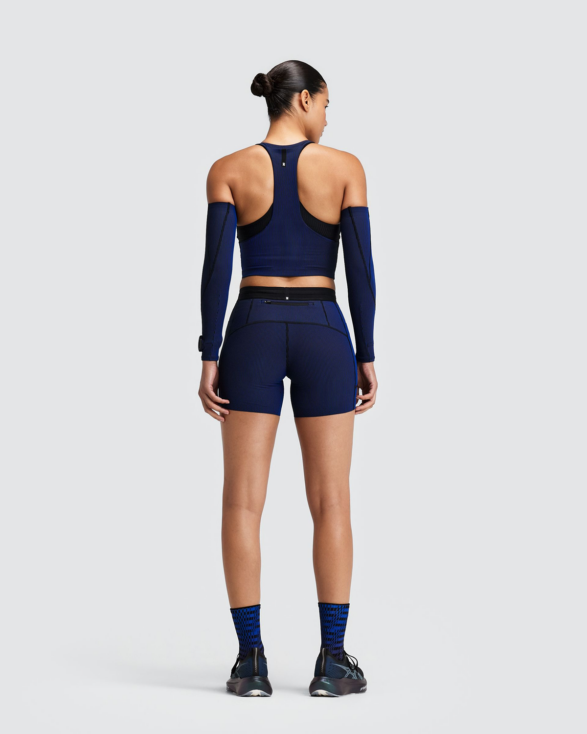Women's Striped Cadence™ 5" Compression Shorts - Black / Bauhaus Blue