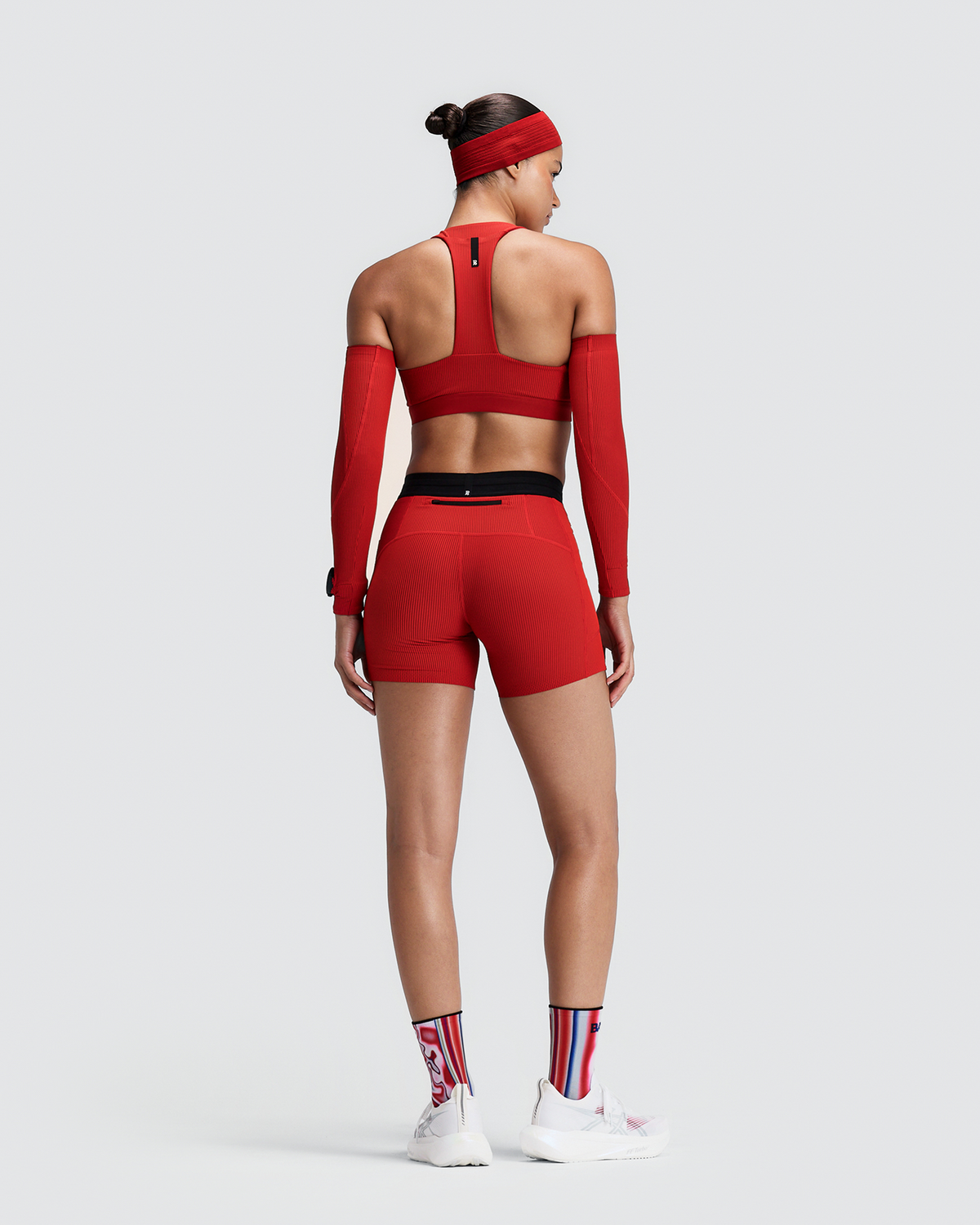 Women's Striped Cadence™ Scoop Neck T-Back Run Bra - Oxide Red / Signal Red