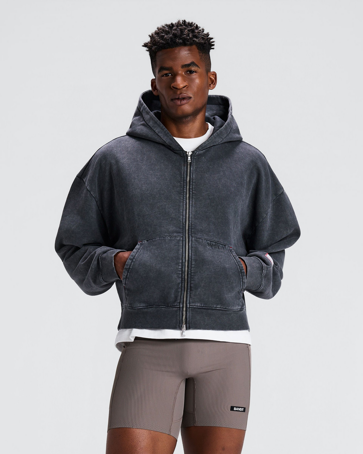 Unisex Chroma Wash 2-Way Zip Hoodie - Black Chroma Wash