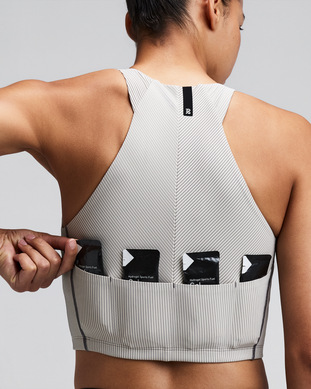 Women's Striped Cadence™ Zip Front Race Crop - Plaster / Slate