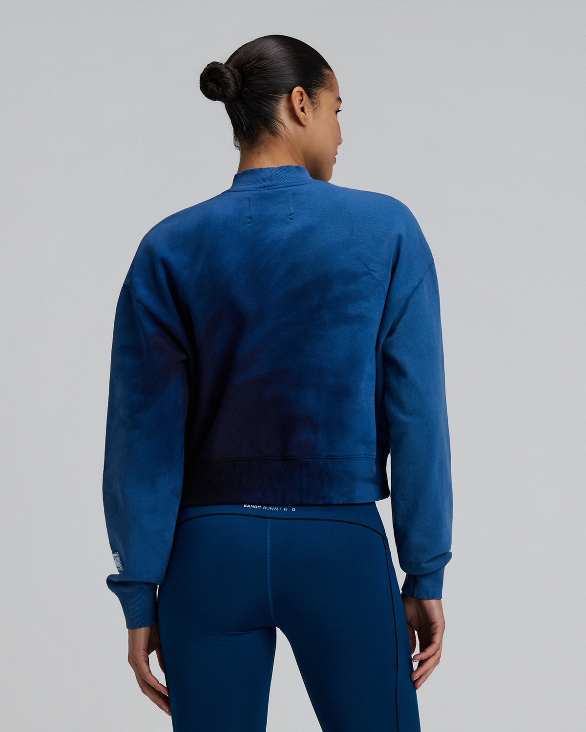 Women's Cropmock Pullover - Aegean Blue Wave Print