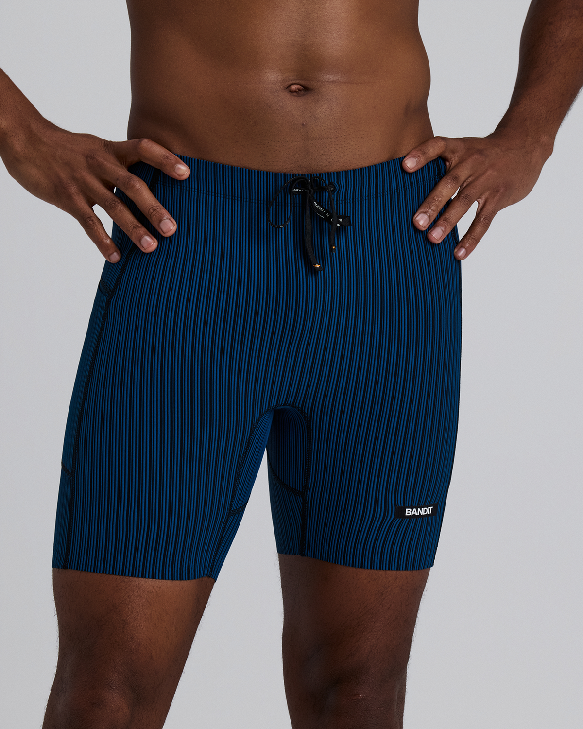 Men's Striped Cadence™ 7 Pocket Lined Quarter Tights - Ink Blue / Black