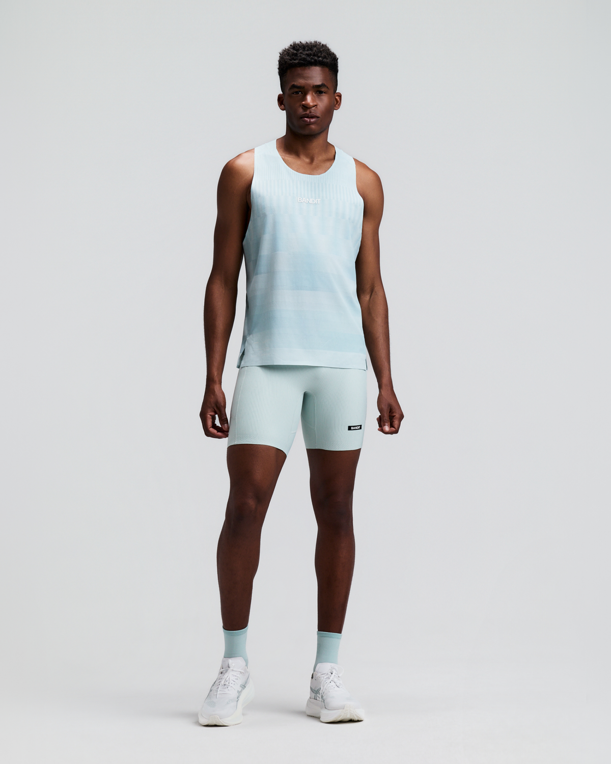 Men's Striped Cadence™ Quarter Tights - Mist / Lagoon