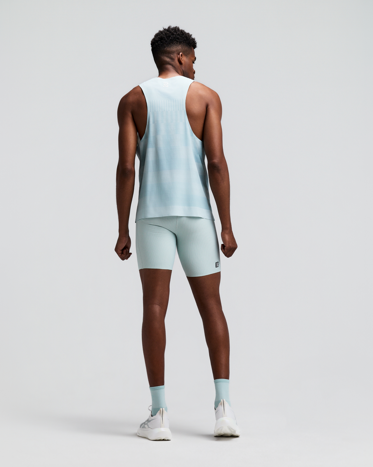 Men's Striped Cadence™ Quarter Tights - Mist / Lagoon